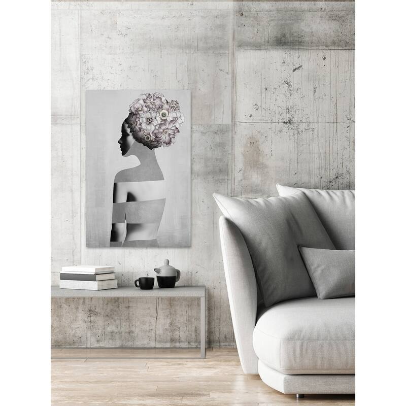 'Naked Gray Flower' Painting Print on Wrapped Canvas - Multi-Color