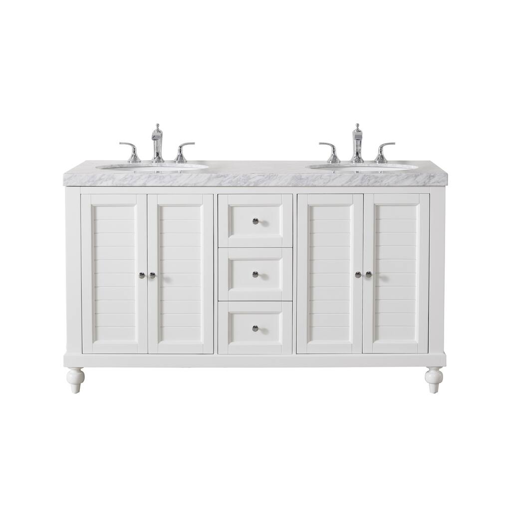 Stufurhome Kent 60 Inch White Double Sink Bathroom Vanity