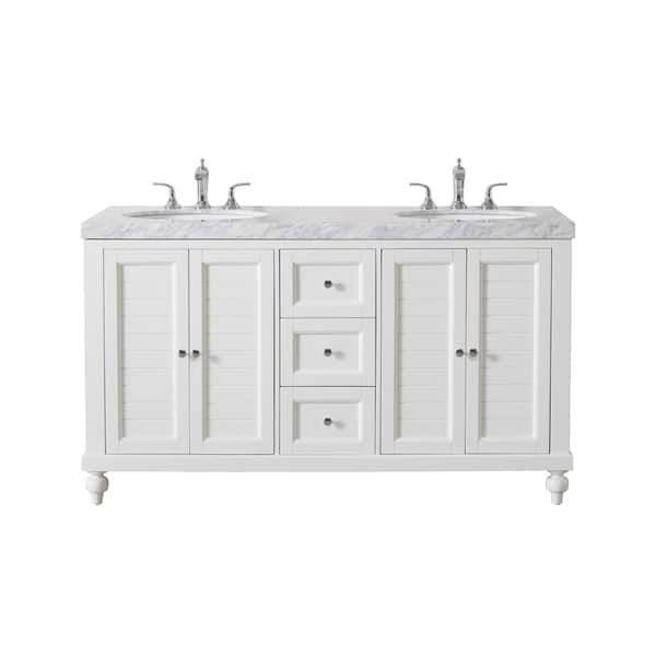 Stufurhome Kent 60 Inch White Double Sink Bathroom Vanity Overstock 22484935