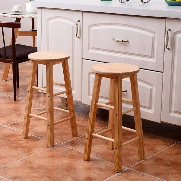 Shop 24 Kitchen Wooden Round Breakfast Counter Chair Bar Stools