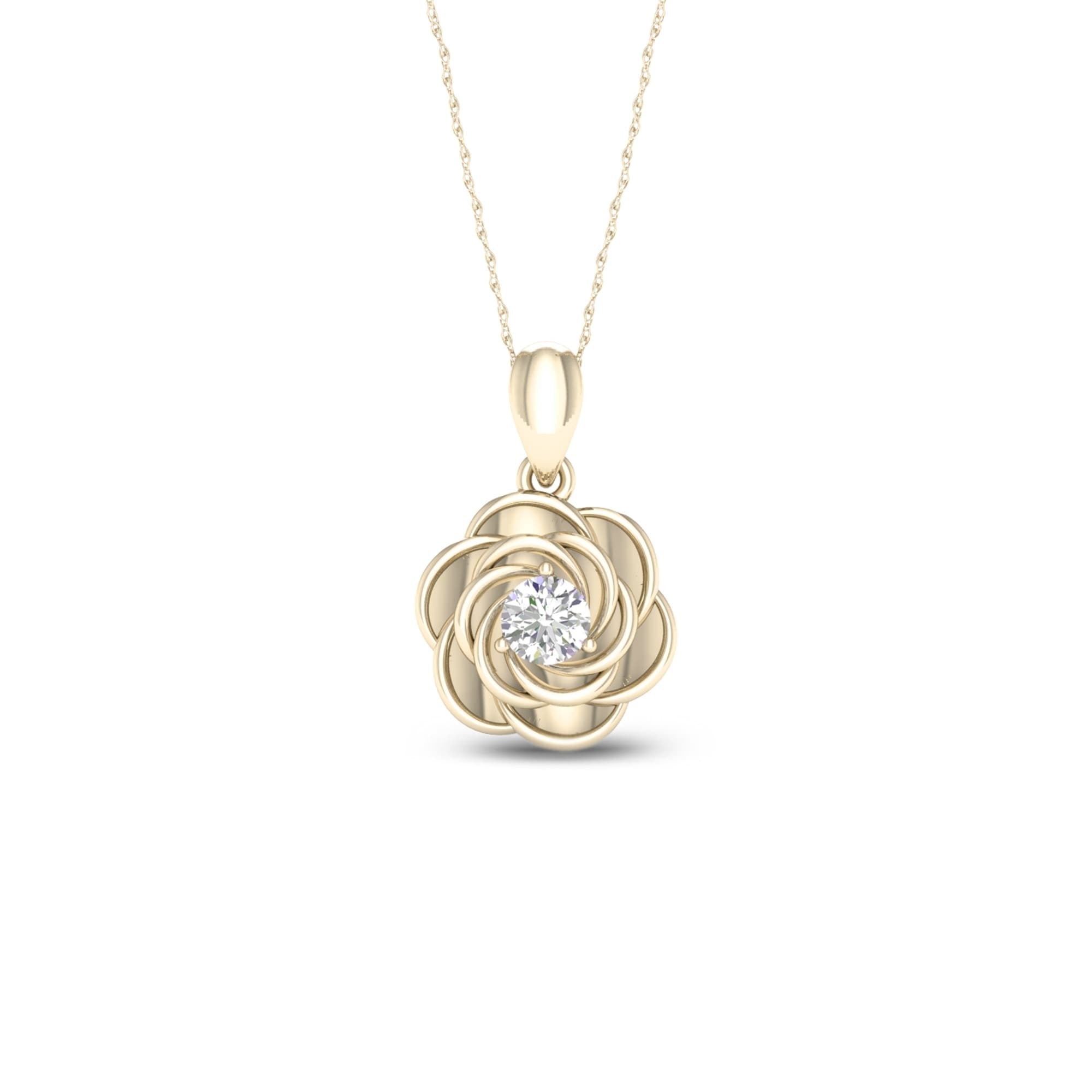 diamond rose pendant necklace