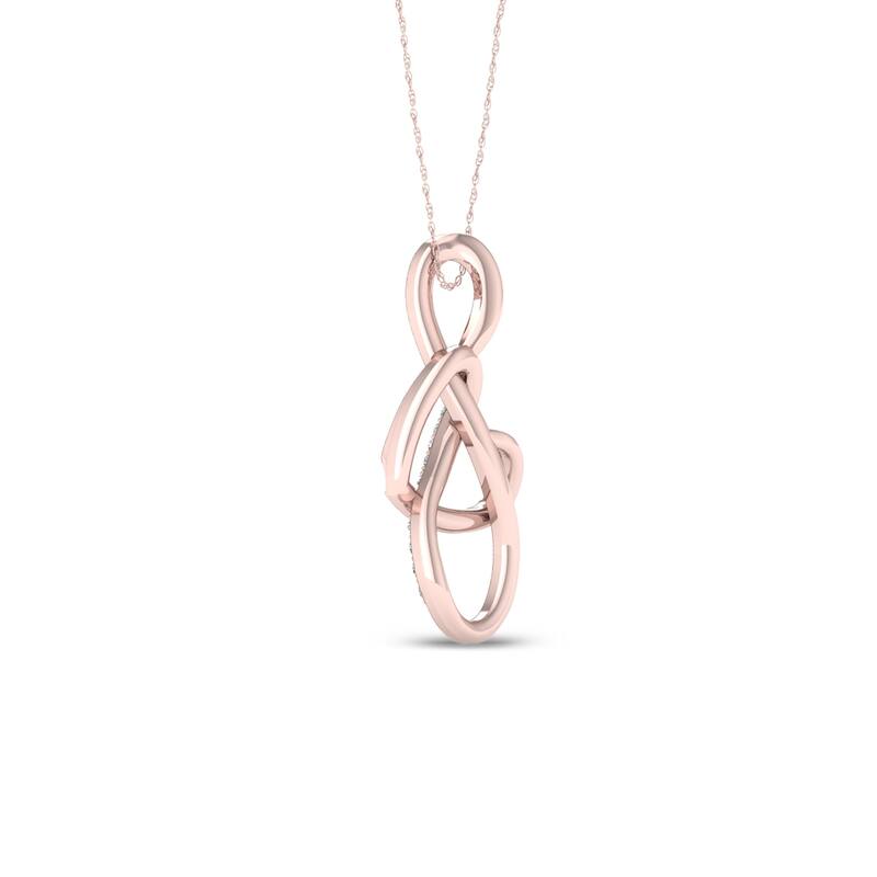 De Couer 10k Gold 1/10ct TDW Diamond Infinity Heart Necklace