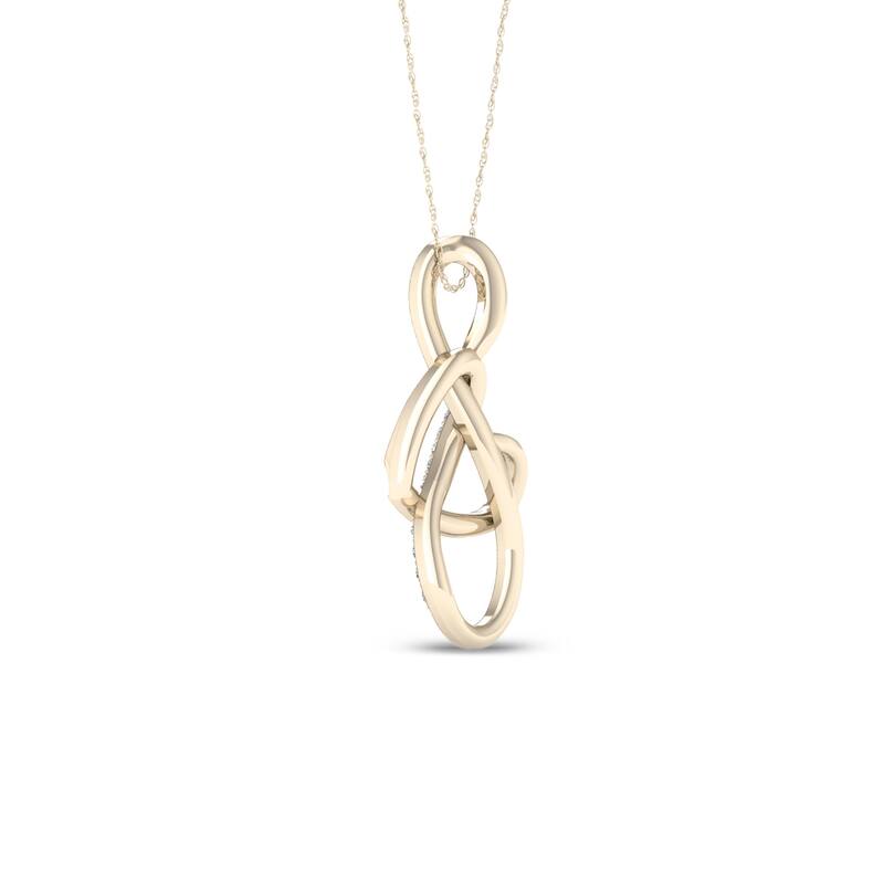 De Couer 10k Gold 1/10ct TDW Diamond Infinity Heart Necklace