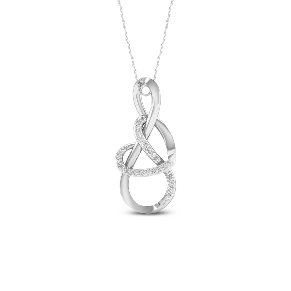 De Couer 10k Gold 1/10ct TDW Diamond Infinity Heart Necklace