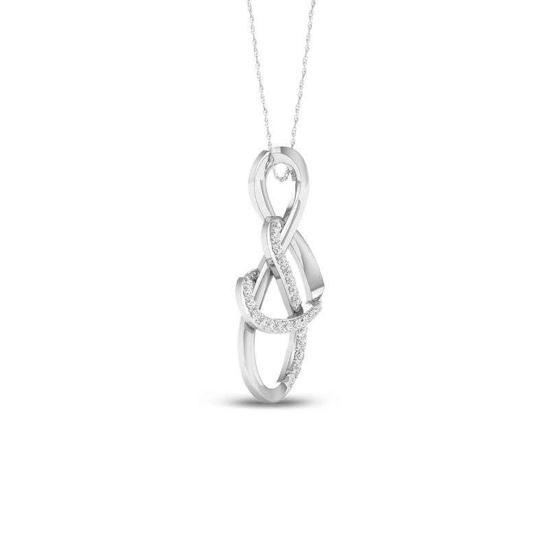 De Couer 10k Gold 1/10ct TDW Diamond Infinity Heart Necklace