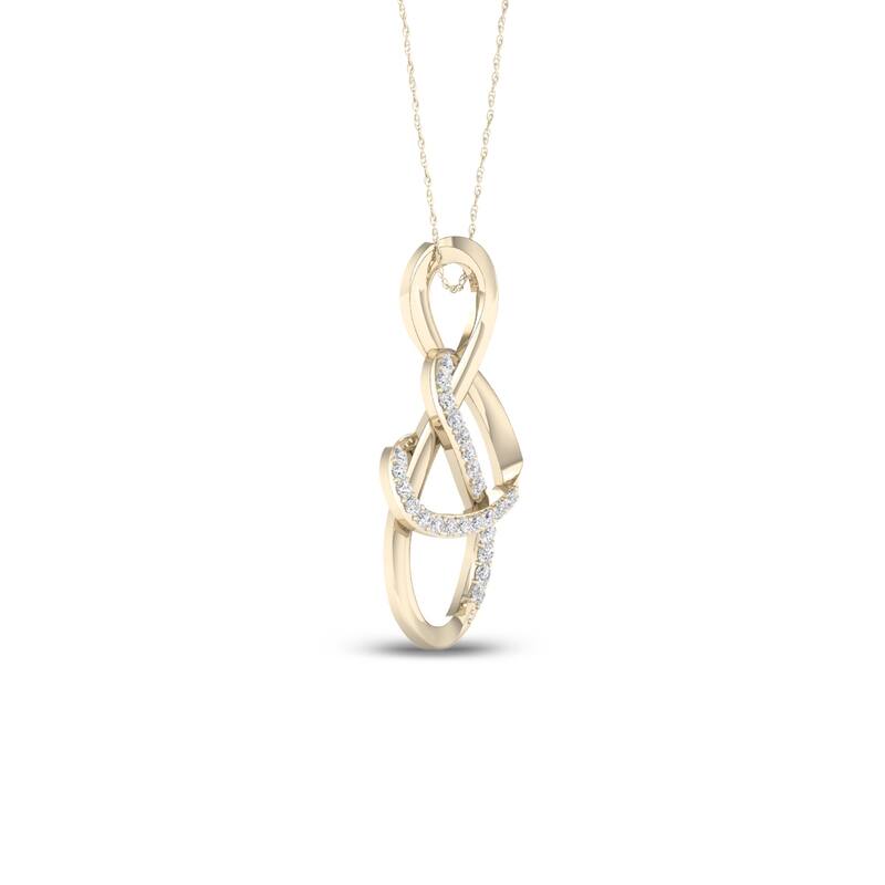 De Couer 10k Gold 1/10ct TDW Diamond Infinity Heart Necklace