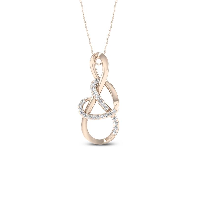 De Couer 10k Gold 1/10ct TDW Diamond Infinity Heart Necklace - Yellow