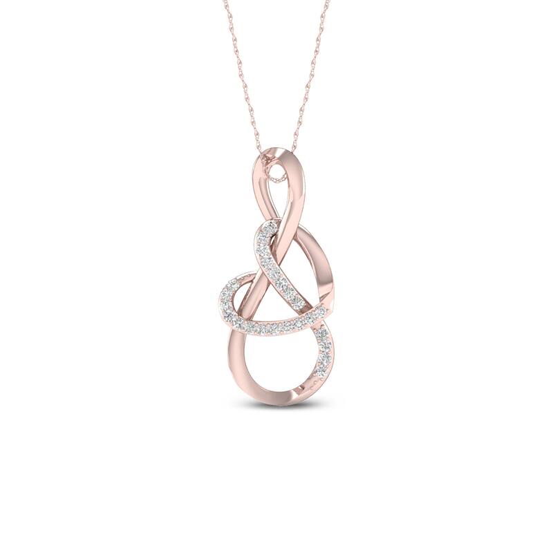 De Couer 10k Gold 1/10ct TDW Diamond Infinity Heart Necklace - Rose