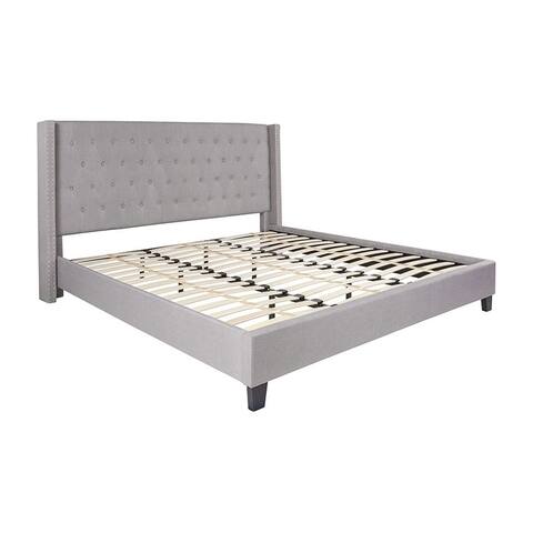 Offex Riverdale King Size Tufted Upholstered Platform Bed in Light Gray Fabric
