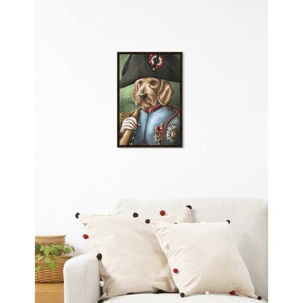Modern Oliver Gal 'Sargent Wired Dashchund' Blue Framed Wall Art Canvas