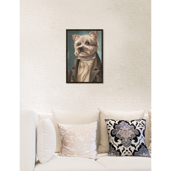 Modern Oliver Gal 'Yorkie Gentlemen' Blue Framed Wall Art Canvas