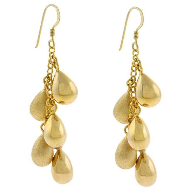 18K Gold Overlay Matte Finish Round Ball Earrings