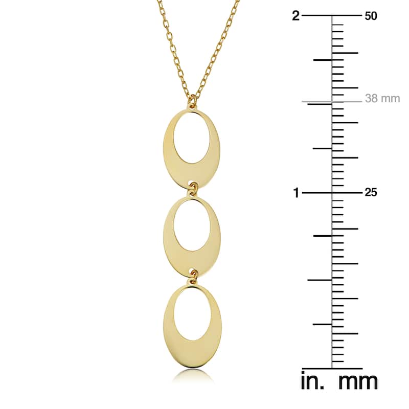 Fremada Italian 14k Yellow Gold Triple Oval Drop Necklace (adjusts from 17 to 17.5 inches)