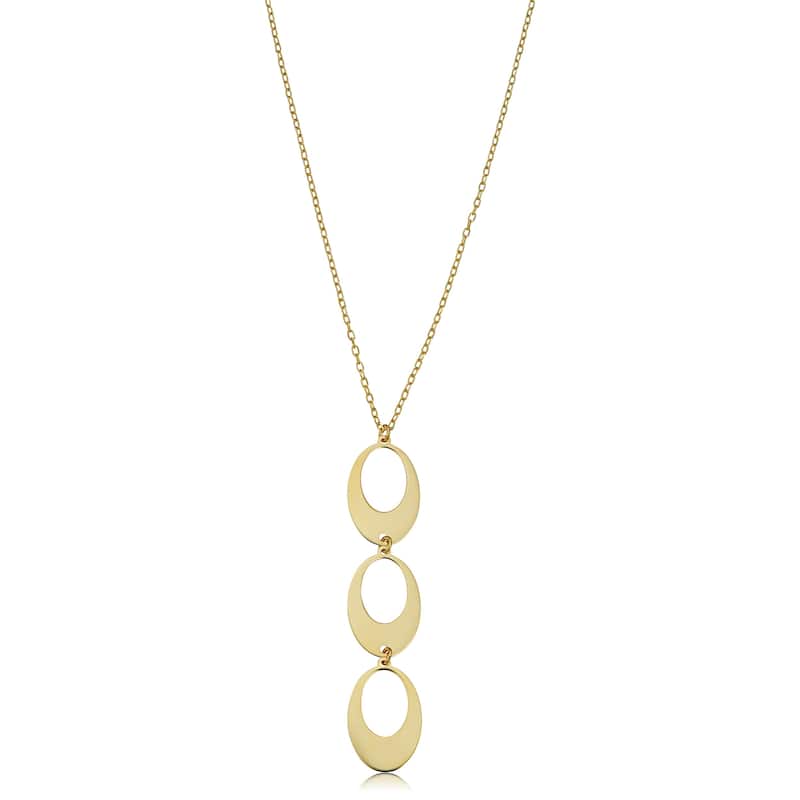 Fremada Italian 14k Yellow Gold Triple Oval Drop Necklace (adjusts from 17 to 17.5 inches)