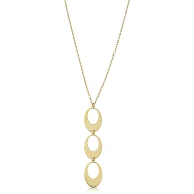 Fremada Italian 14k Yellow Gold Triple Oval Drop Necklace (adjusts from 17 to 17.5 inches)