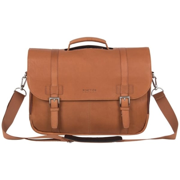 kenneth cole reaction colombian leather flapover laptop bag