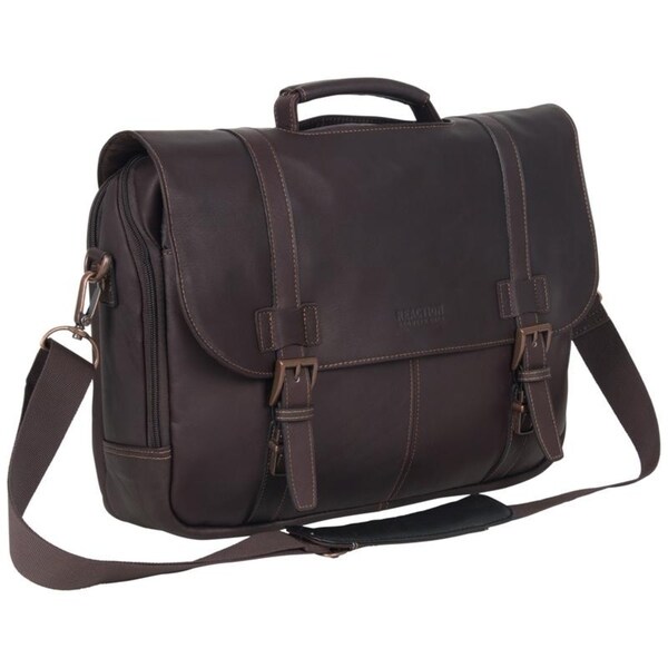 kenneth cole colombian leather flapover laptop bag