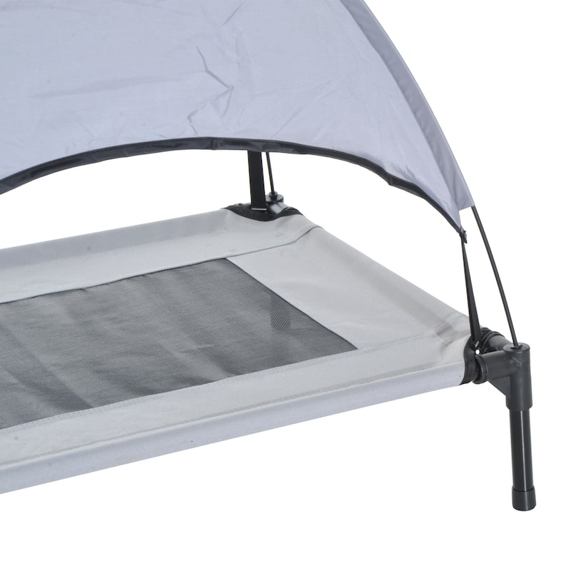 PawHut 30" x 24" Elevated Dog Cot Cooling Pet Bed With UV Protection Canopy Shade