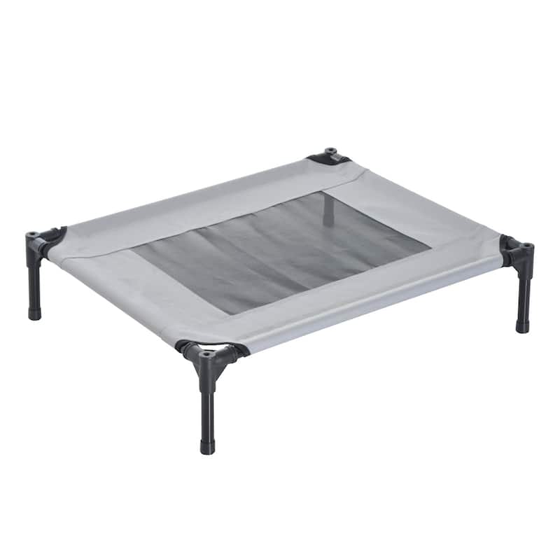PawHut 30" x 24" Elevated Dog Cot Cooling Pet Bed With UV Protection Canopy Shade