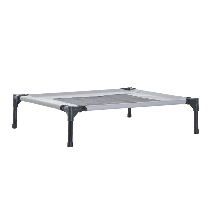 PawHut 30" x 24" Elevated Dog Cot Cooling Pet Bed With UV Protection Canopy Shade