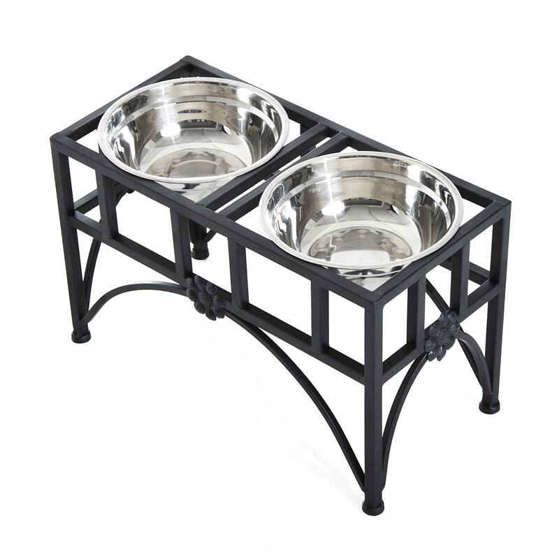 PawHut 22" Double Stainless Steel Heavy Duty Dog Food Bowl Pet Elevated Feeding Station