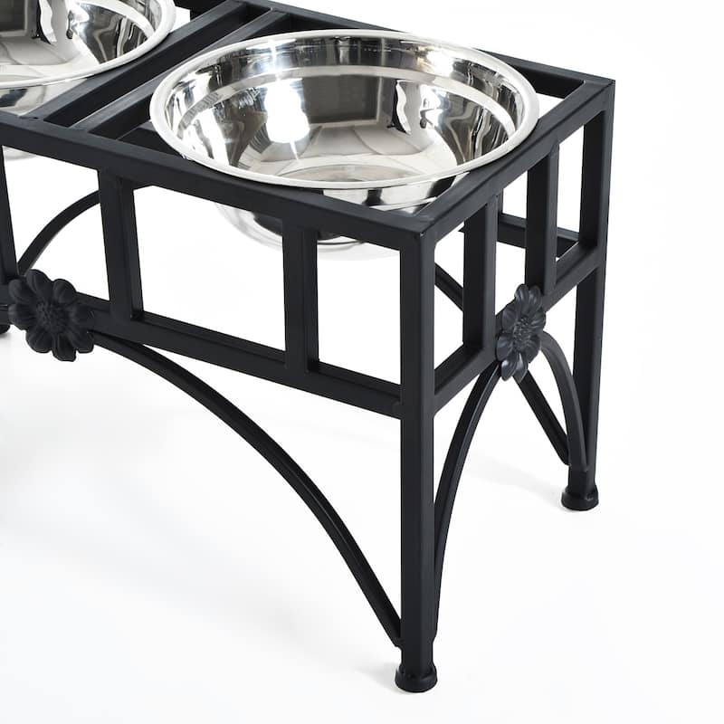 PawHut 22" Double Stainless Steel Heavy Duty Dog Food Bowl Pet Elevated Feeding Station