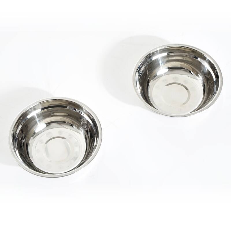 PawHut 22" Double Stainless Steel Heavy Duty Dog Food Bowl Pet Elevated Feeding Station