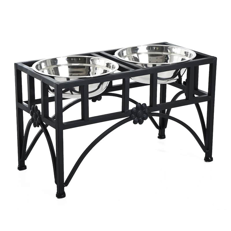 PawHut 22" Double Stainless Steel Heavy Duty Dog Food Bowl Pet Elevated Feeding Station