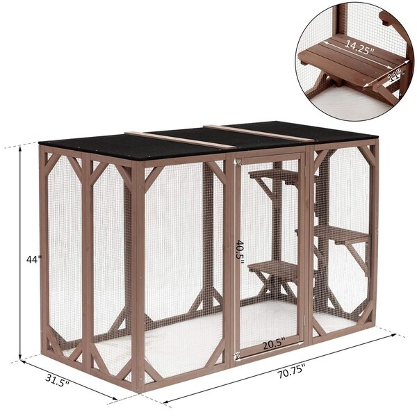 pawhut large wooden outdoor cat enclosure