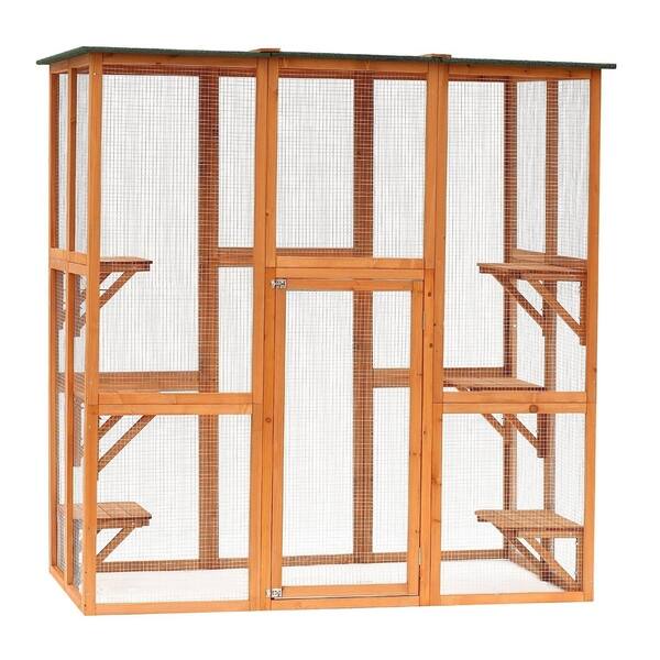 Shop Large Wooden Outdoor Cat Enclosure Cage With 6 Platforms 71