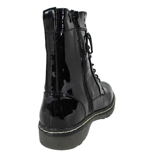 black patent lace up boots womens