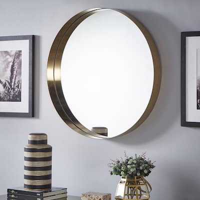 Avery Frame Ledge Round Wall Mirror by iNSPIRE Q Bold