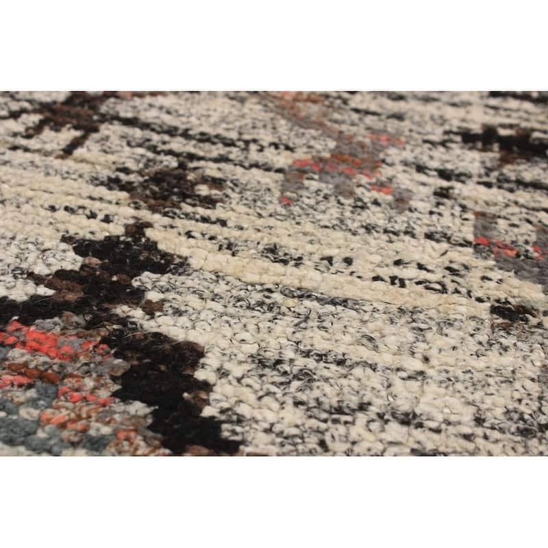 Hand-knotted Sari Silk Black, Cream Silk Rug