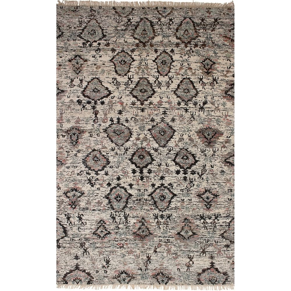 Hand-knotted Sari Silk Black, Cream Silk Rug
