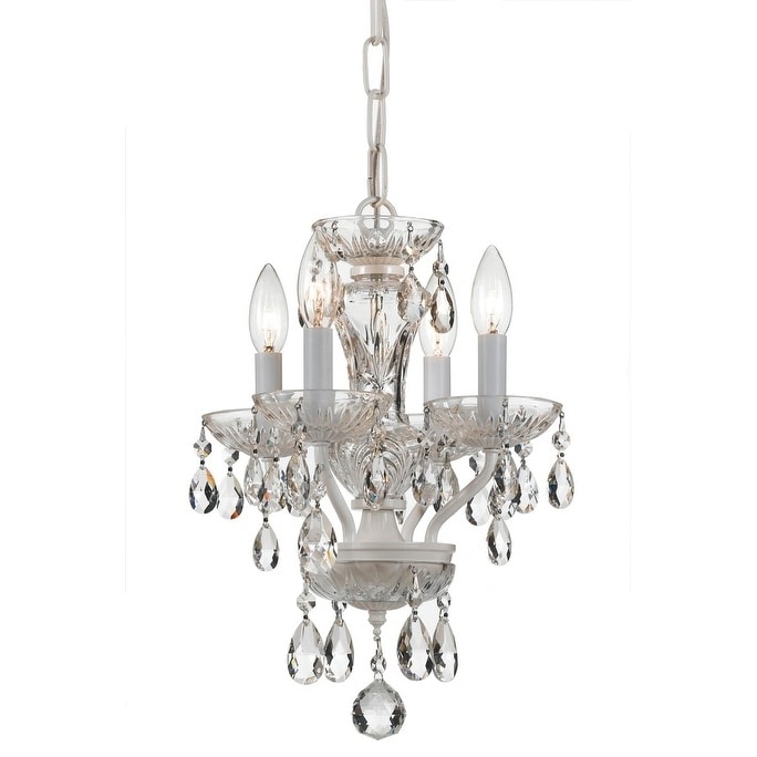 4-light Wet White/ Swarovski Strass Crystal Mini Chandelier - Wet White