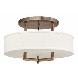 Hinkley Hampton 3-Light Semi-Flush Mount in Brushed Bronze