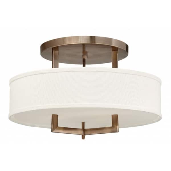 slide 1 of 1, Hinkley Hampton 3-Light Semi-Flush Mount in Brushed Bronze