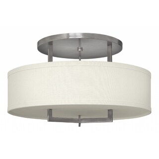 Hinkley Hampton 3-Light Semi-Flush Mount in Antique Nickel