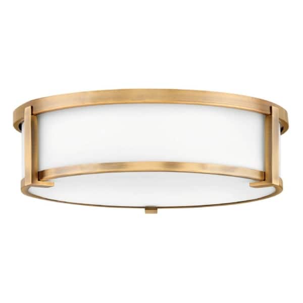 slide 1 of 1, Hinkley Lowell 3-Light Flush Mount in Brushed Bronze