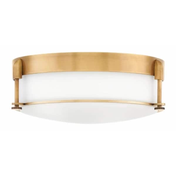 slide 1 of 1, Hinkley Colbin 3-Light Flush Mount in Heritage Brass