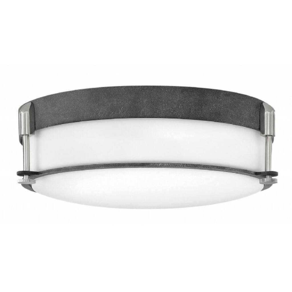 Hinkley Colbin 3-Light Flush Mount in Aged Zinc