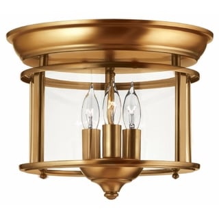 Hinkley Gentry 3-Light Flush Mount in Heirloom Brass