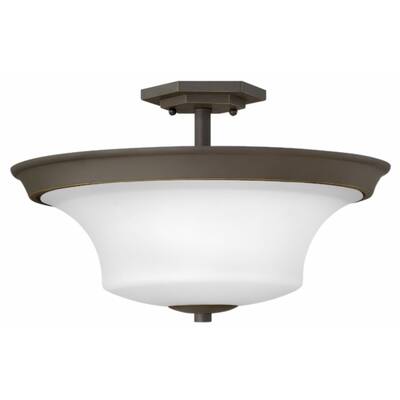 Hinkley Brantley 3-Light Semi-Flush Mount in Oil Rubbed Bronze with White