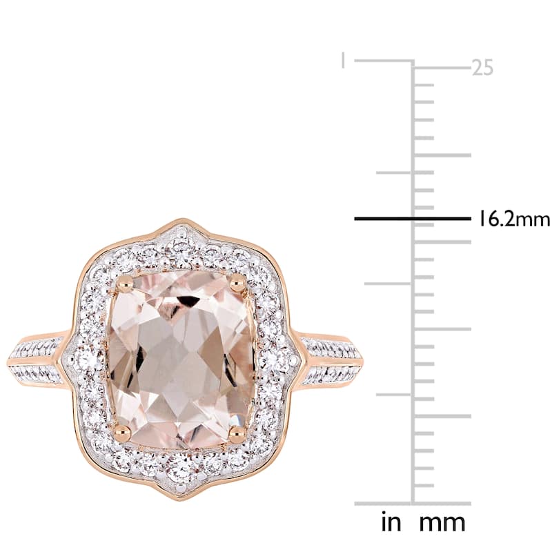 Miadora Signature Collection 14k Rose Gold Morganite and 5/8ct TDW Diamond Framed Halo Engagement Ring