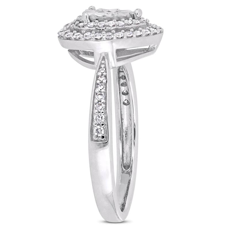 Miadora Signature Collection Sterling Silver 3/8ct TDW Diamond Floating Heart Halo Engagement Ring