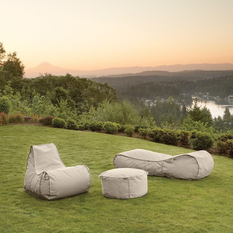 Classic Accessories Montlake Frameless Indoor/Outdoor Bean Bag Ottoman, Heather Grey