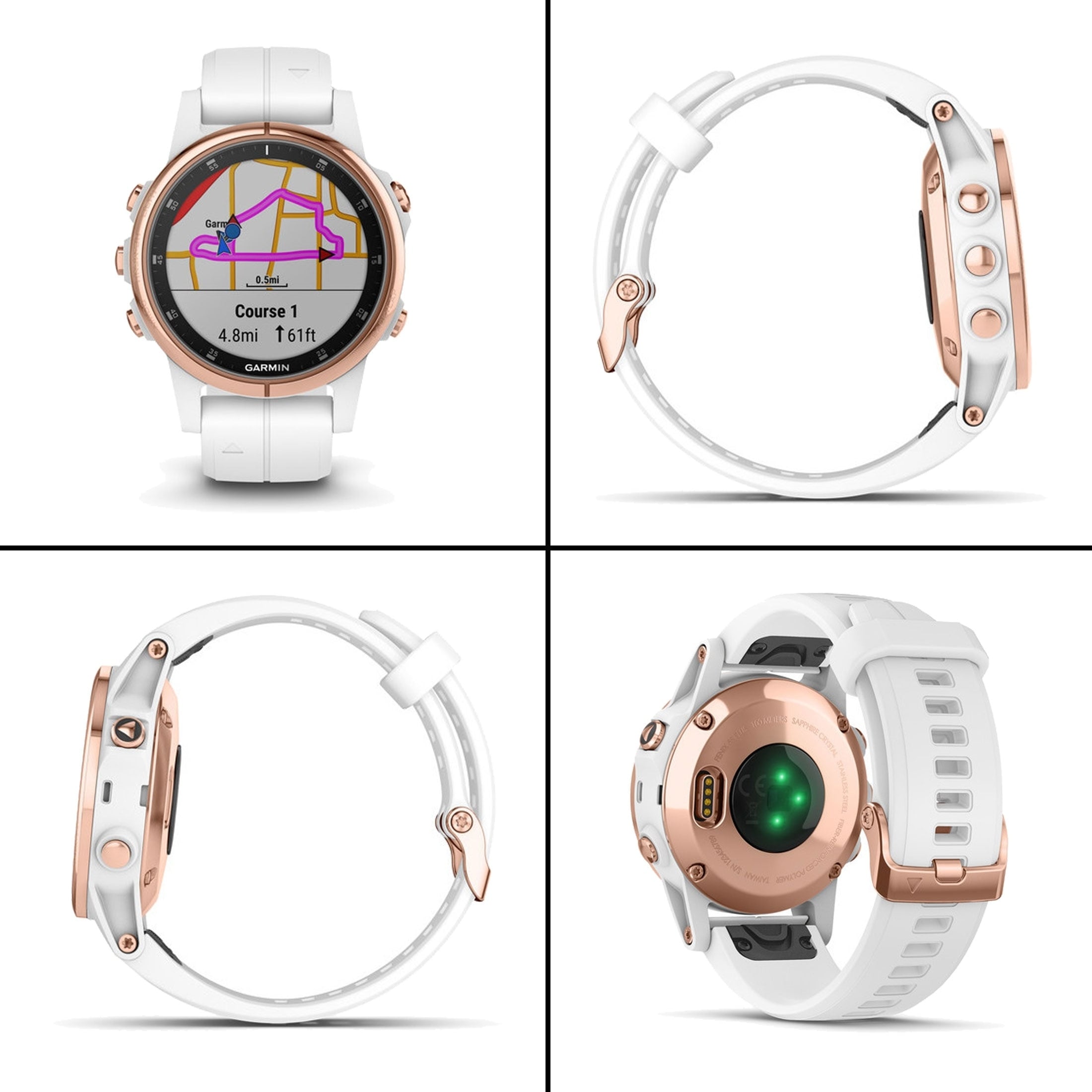 garmin fenix 5s plus sapphire rose gold white band