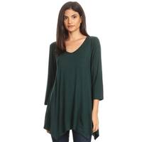 Women's Solid Color Oversized Fit V-Neck Knit Tunic Top