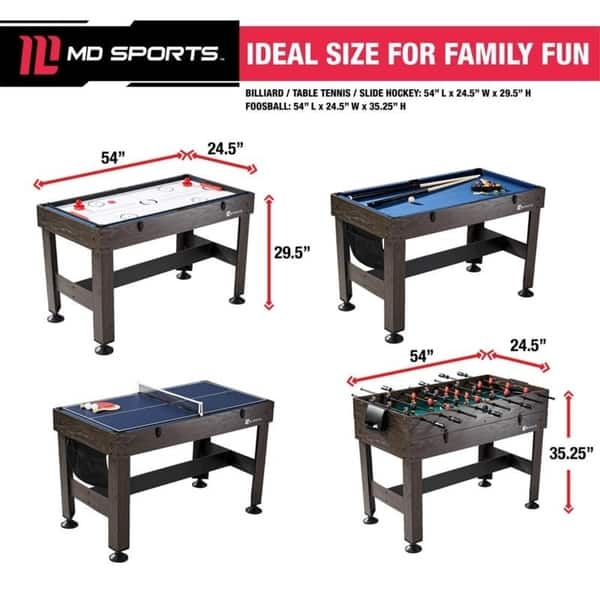 Shop Md Sports 54 Inch 4 In 1 Combo Game Table Overstock 22512144