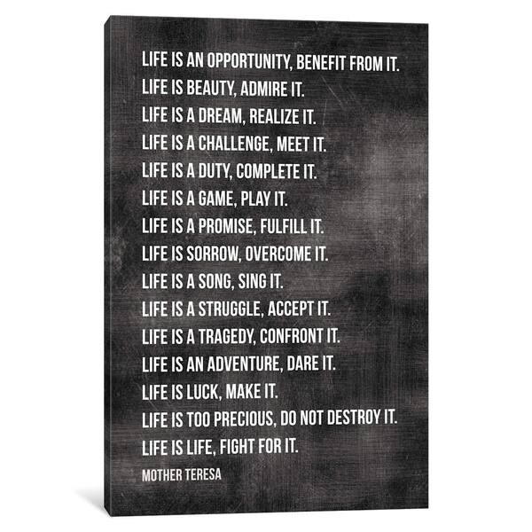 Life Is Mother Teresa Icanvas "Life Is - Mother Teresa" By Willow & Olive Canvas Print -  Overstock - 22513107